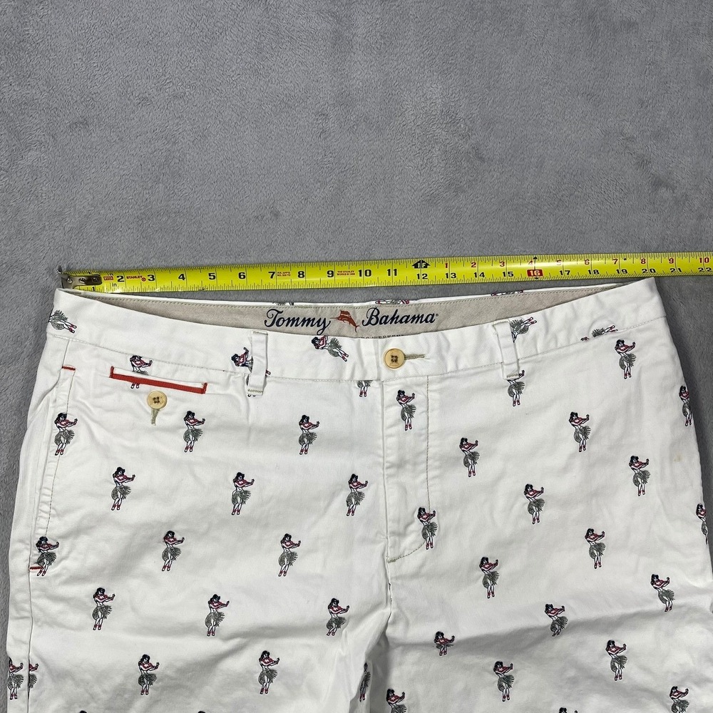 Tommy Bahama Chino Shorts Mens 40 White Hula Girl‎ Embroidered Stretch READ - Picture 4 of 7